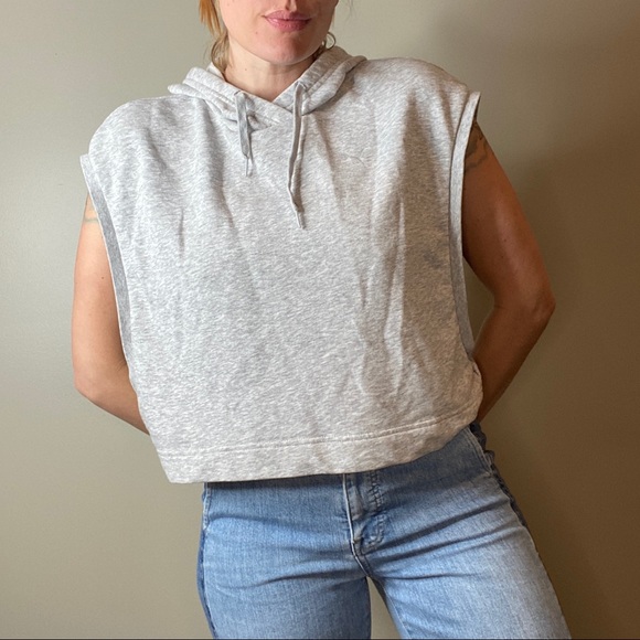 PUMA Hoodie Crop Sweatshirt Muscle Tee Gray XL - Picture 6 of 12